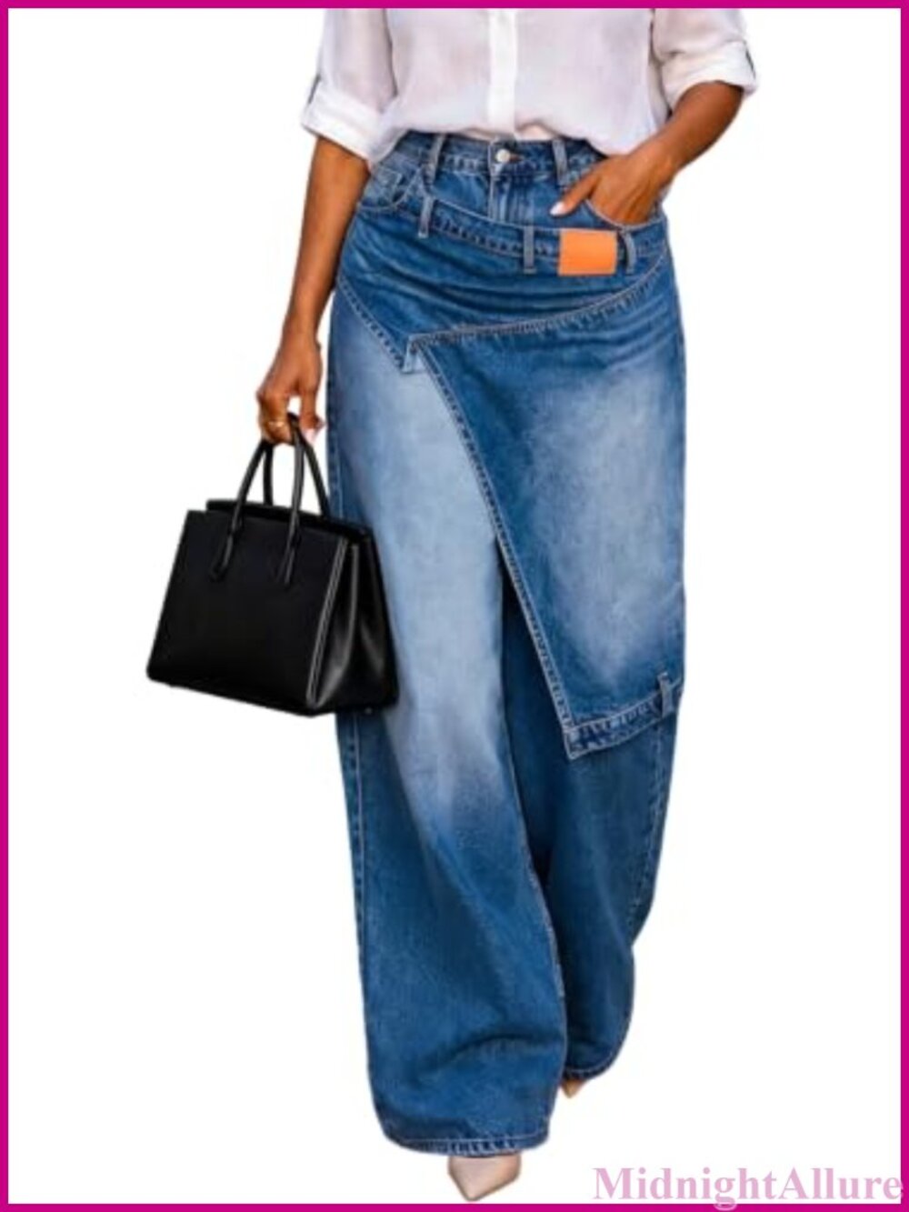 Wide Leg Camo Jeans Asymmetrical Wrap High Waisted Baggy Pants